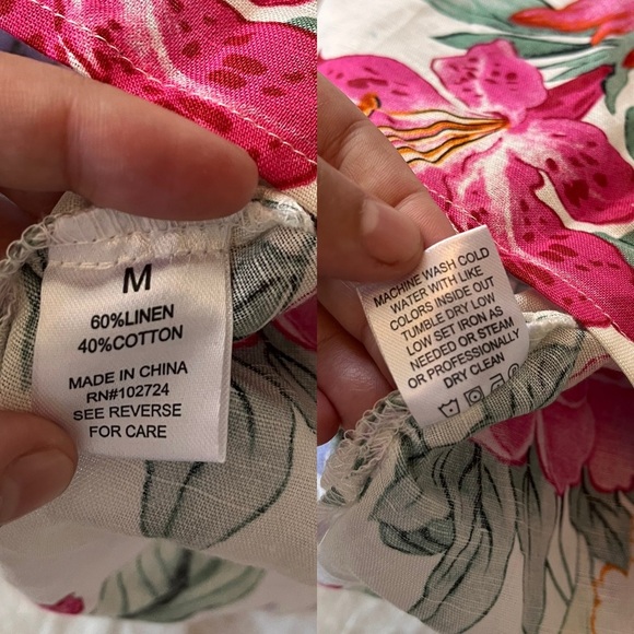 NWT Hester & Orchard Ivory Multi Floral Linen Blend Top M - Picture 10 of 11